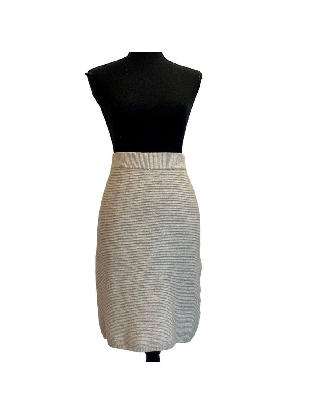 Eternelle Beige knit ribbed pencil skirt stretchy Sz L/XL